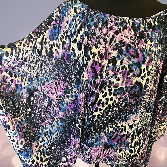 Nwt Attitudes by Renee Leopard Print Batwing Blouse sheer and flowy size XS/S - Picture 3 of 6